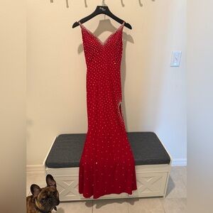 Jovani Red Beaded Prom Dress